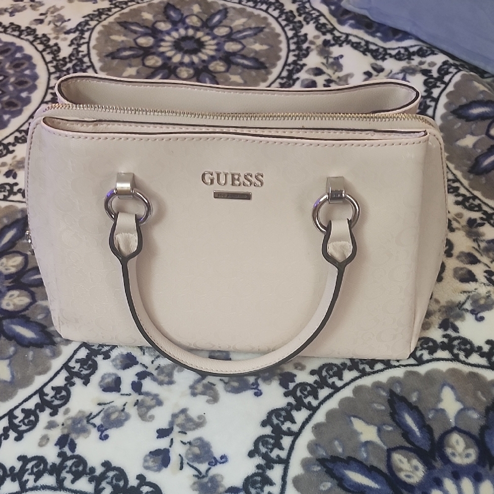 Guess Cream Satchel with Structured Design and Textured Finish